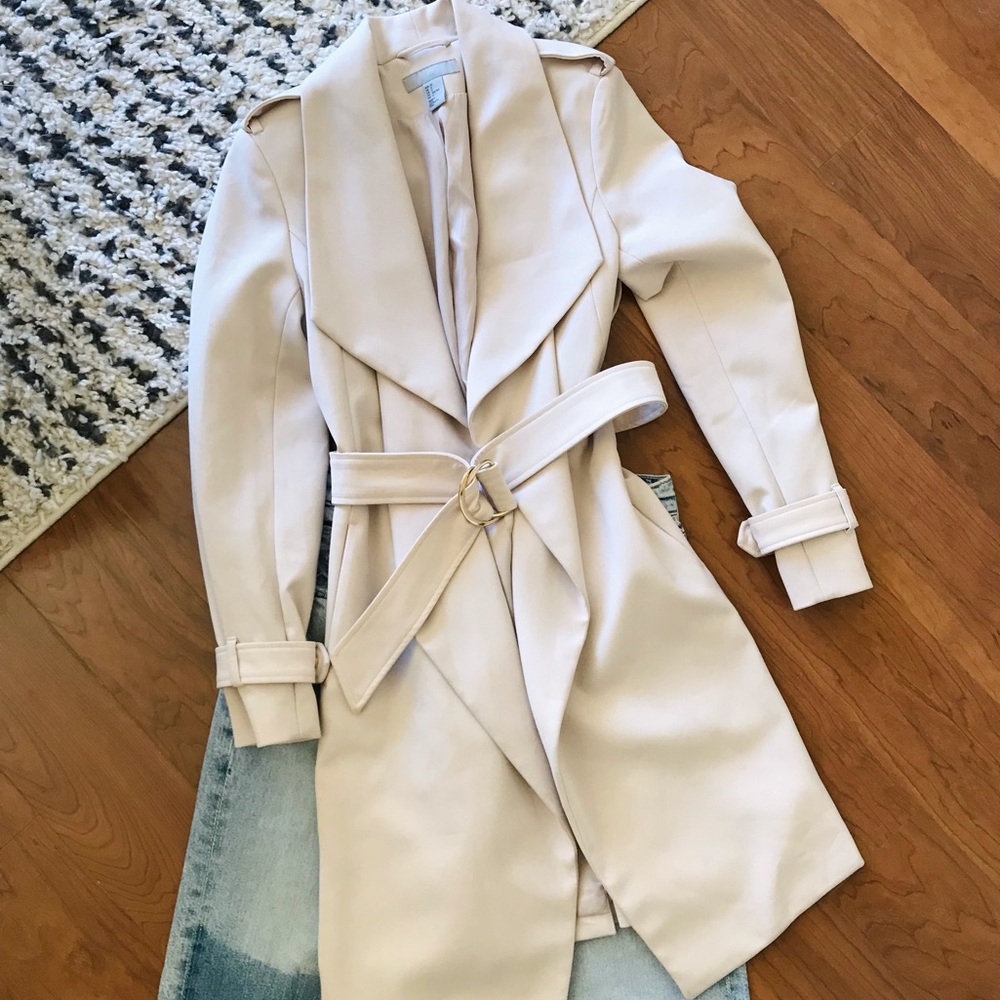 H & M Trench Coat, Cream - Picture 10 of 10